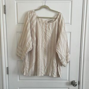 LOFT Cream Oversized Blouse with Relaxed Sleeves
